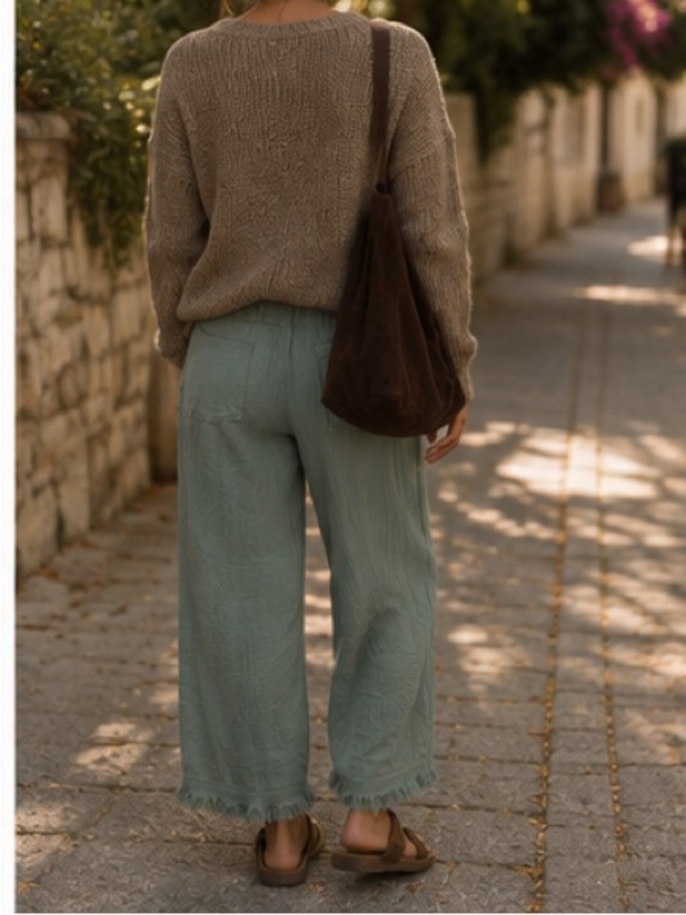 PRana organic cotton gauze cropped pants sage green frayed hem boho NWT Medium - Picture 2 of 16